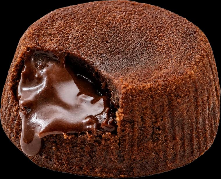 Petit gâteau de chocolate com recheio cremoso escorrendo